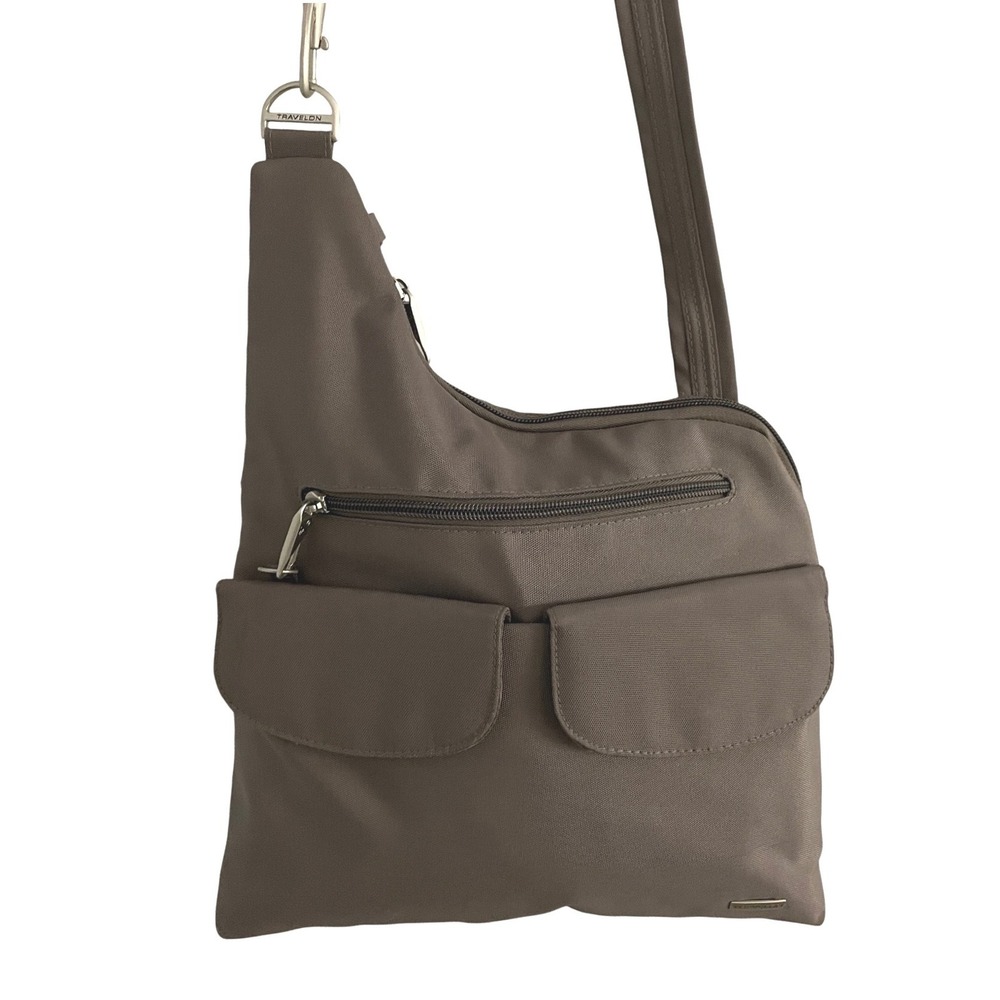 Travelon Classic Crossbody Bag Taupe Gray Anti-Theft RFID Travel Messenger